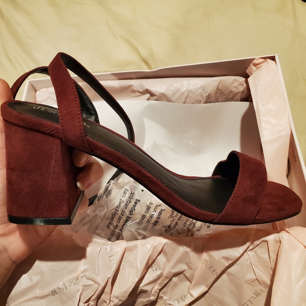 Just Fab Burgundy Block Heel Sandal